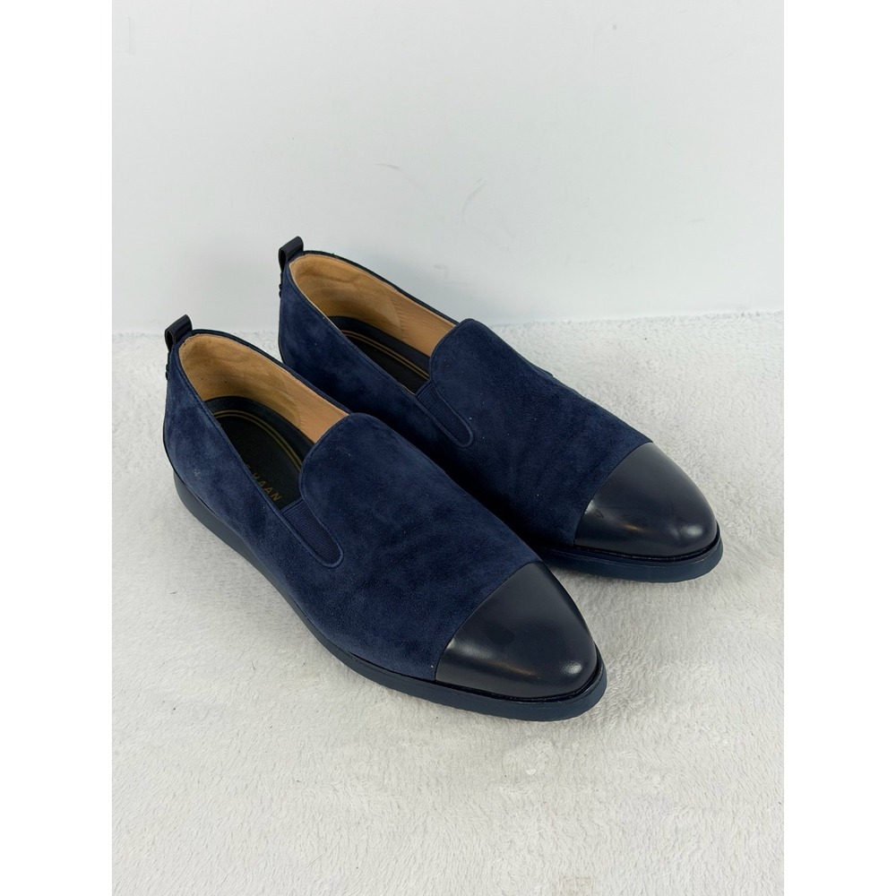 Cole Haan Grand Ambition Loafers 9.5 B Navy Blue Suede Cap Toe Slip On W26590
